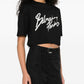 Balmain Cropped T-shirt with flocked Letter logo