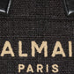 Balmain Track Tote Bag In Raffia And Calfskin