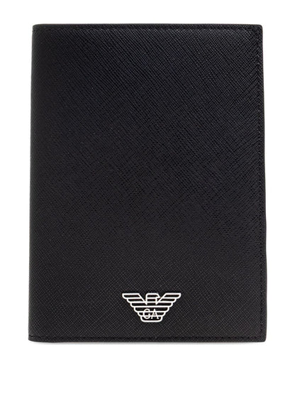 Emporio Armani Asv Regenerated Saffiano Leather Passport Holder With Eagle Plate