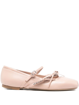 Jimmy Choo Loli Pink Leather Ballerina Flats.
