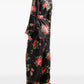 Dolce & Gabbana-black silk floral-print belted shirt
