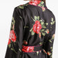 Dolce & Gabbana-black silk floral-print belted shirt