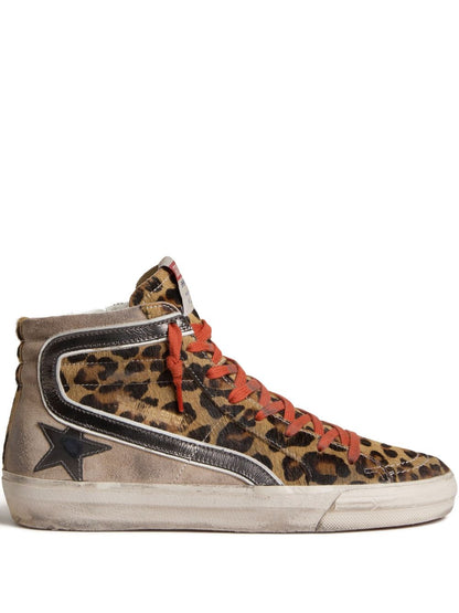 Golden Goose LTD slides in leopard-print pony skin leather star
