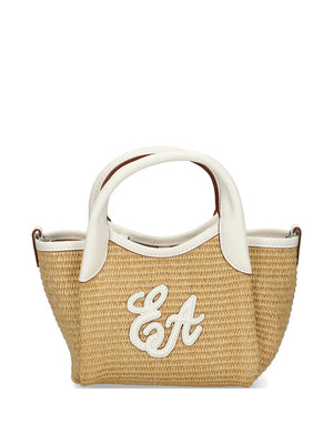 Emporio Armani Woven Straw Small Shopper Bag