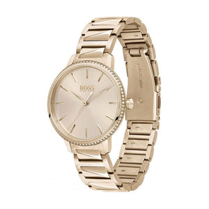 Hugo Boss Womens 1502540 Signature Rose Gold Tone Stainless Steel Watch