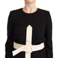 Givenchy Black Wool Long Sleeves Belted Mini Sheath Dress