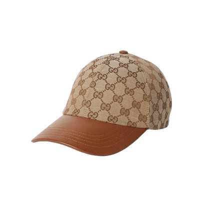 Gucci GG Canvas Baseball Hat with Brown Leather