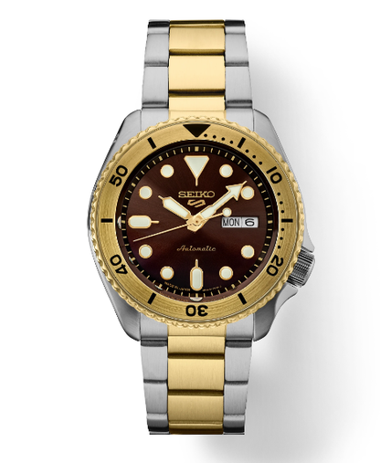 Gent'S Two-Tone Seiko 5 Divers Watch New Srpk24
