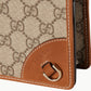 Gucci Emblem Wallet With Leather Strap Beige Brown