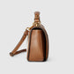 Gucci Blondie Medium Top Handle Beige Cotton Linen Canvas Bag Brown