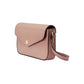 Pink handbag with a gold clasp on a light gray background