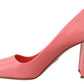 Prada Pink Patent Leather Block Heels Pumps Classic