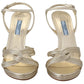 Prada Gold Leather Sandals Ankle Strap Heels Stiletto Sandal