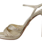 Prada Gold Leather Sandals Ankle Strap Heels Stiletto Sandal