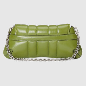 Gucci Horsebit Chain Small Shoulder Bag Quilted Green