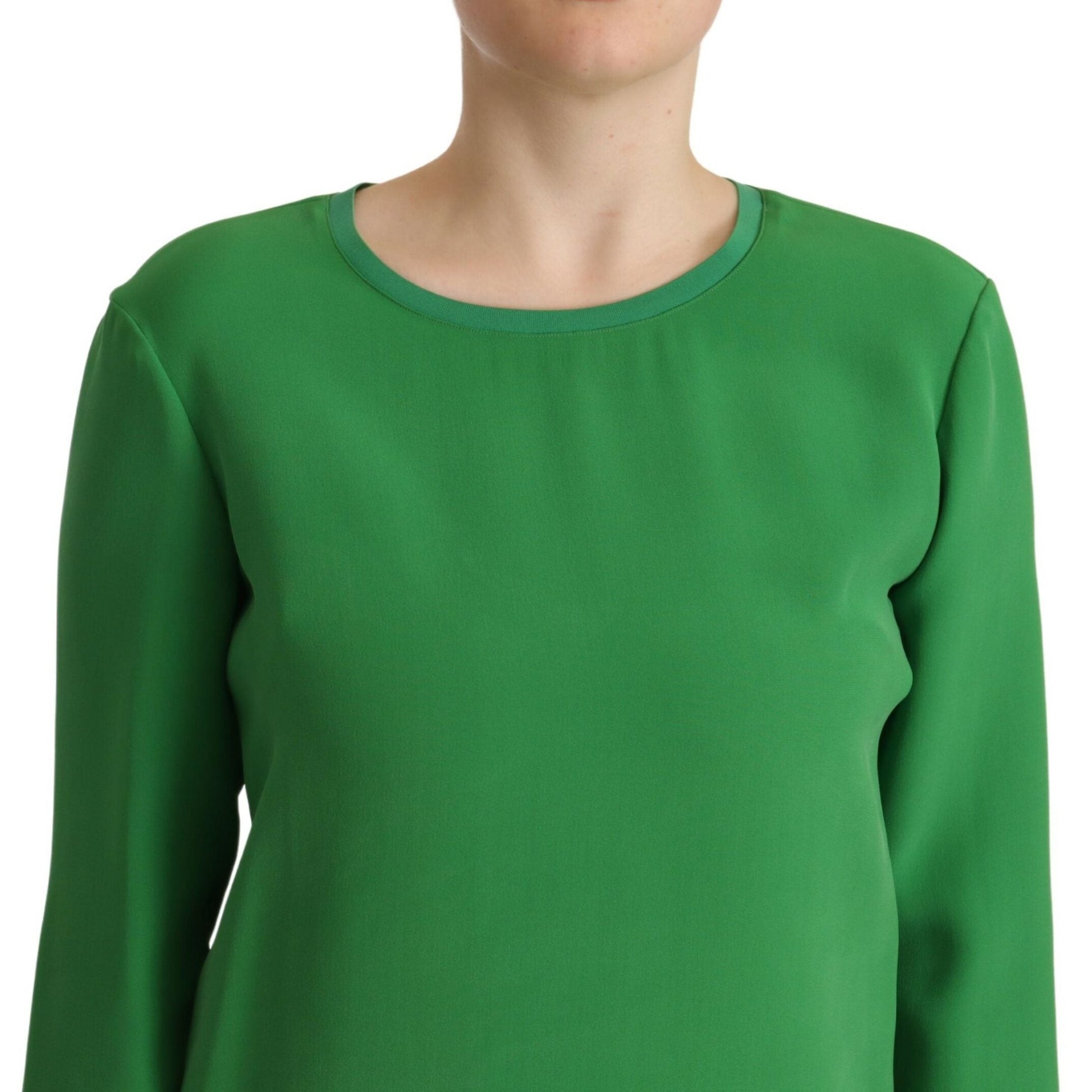 Green long-sleeve shirt on a white background