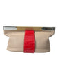 Balenciaga Beige Red Two Tone Exotic Leather Pouch Bag
