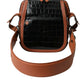 Balenciaga Black Brown Exotic Skin Leather Vertical Crossbody Purse Bag