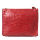 Balenciaga Red Exotic Skin Leather Classic Pouch Purse Wristlet Bag