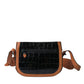 Balenciaga Black Brown Exotic Skin Leather Shoulder Camera Purse Bag