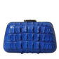 Balenciaga Blue Exotic Skin Leather Shoulder Crossbody Box Clutch Bag