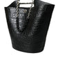 Balenciaga Black Exotic Skin Leather Maxi Bucket Tote Purse Bag