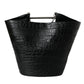 Balenciaga Black Exotic Skin Leather Maxi Bucket Tote Purse Bag