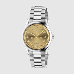 Gucci G-Timeless Automatic Bee Watch 38mm Gold Face Stainless Steel