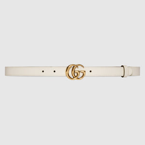 Gucci GG Thin Reversible Monogram and Ivory Belt Size 95