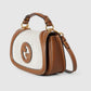 Gucci Blondie Medium Top Handle Beige Cotton Linen Canvas Bag Brown