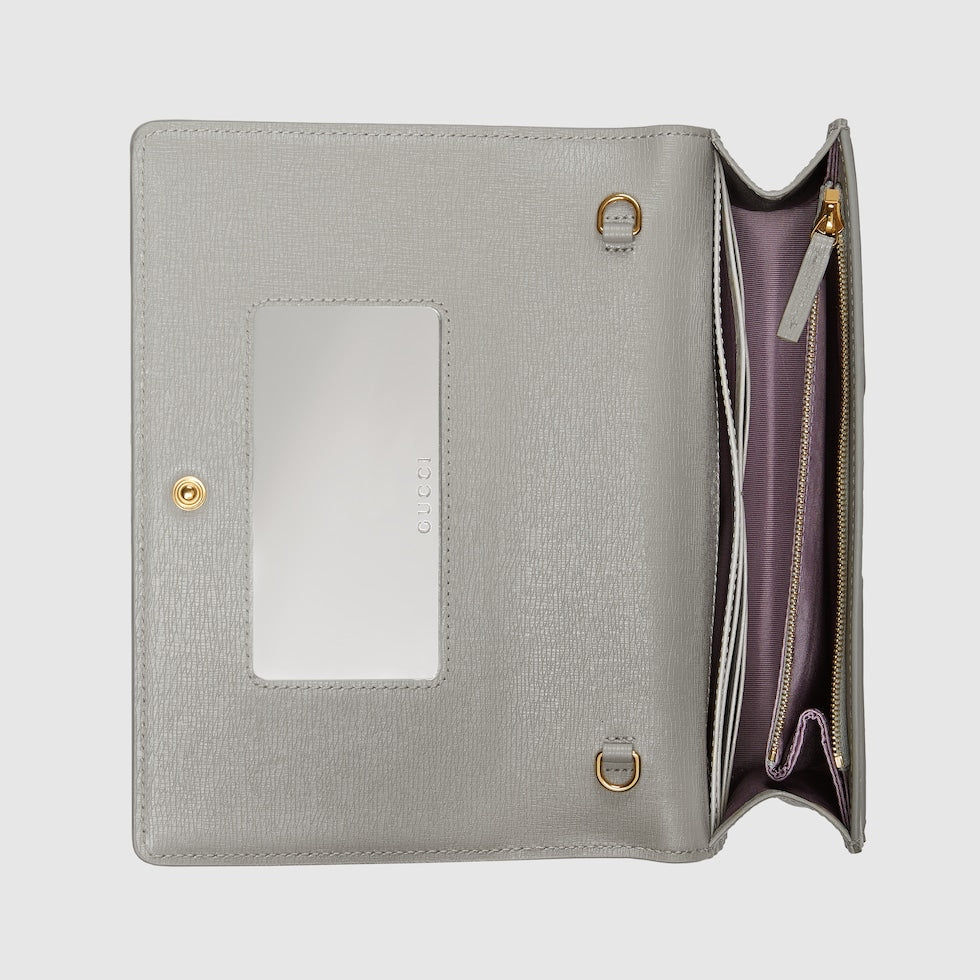 Gucci Chain Wallet With Gucci Script Grey