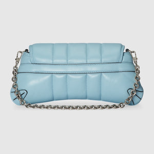 Gucci Horsebit Chain Small Shoulder Bag Quilted Light Blue
