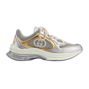 Gucci Women's Run Sneaker Silver Metallic Leather