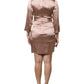 Emporio Armani Pink Satin Long Sleeves Sheath Wrap Mini Dress