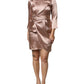 Emporio Armani Pink Satin Long Sleeves Sheath Wrap Mini Dress
