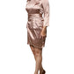Emporio Armani Pink Satin Long Sleeves Sheath Wrap Mini Dress