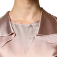 Emporio Armani Pink Satin Long Sleeves Sheath Wrap Mini Dress