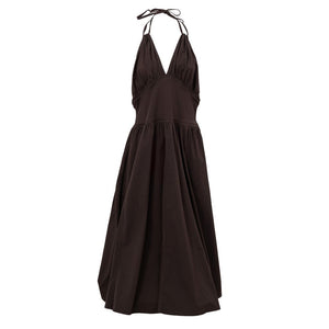 Brown dress with thin straps on a white background
