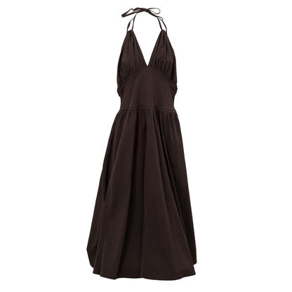 Brown dress with thin straps on a white background