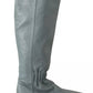 Valentino Blue Leather Elastic Flats Pull On Knee High Boots Shoes