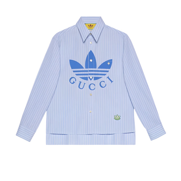 Gucci Adidas x Gucci Striped Cotton Shirt Blue