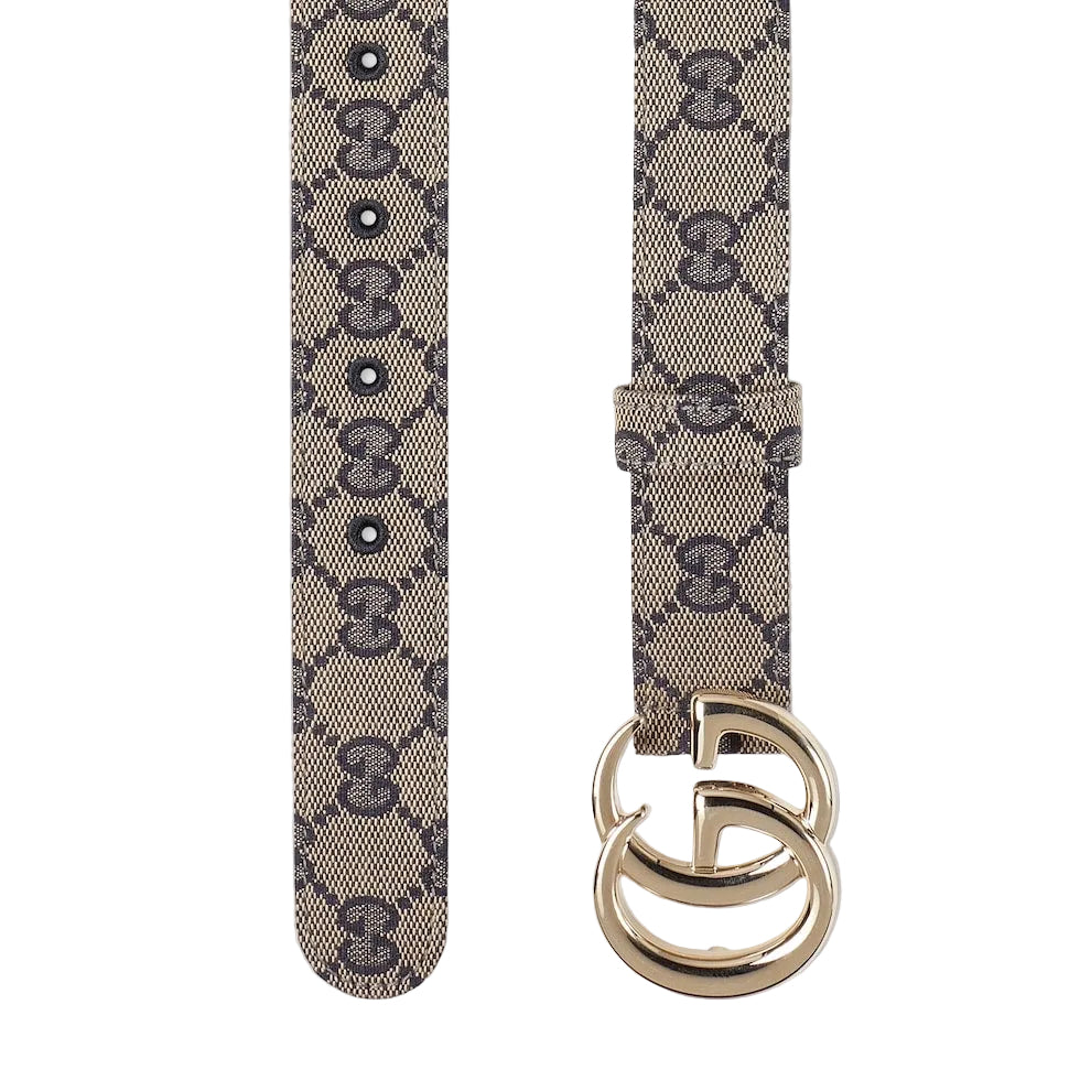 Black belt with a gold buckle on a light green background