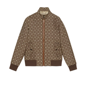 Patterned Gucci Horsebit jacket on a white background