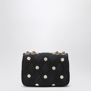 Valentino Garavani Black Quiltie 67 bag with ivory polka dots