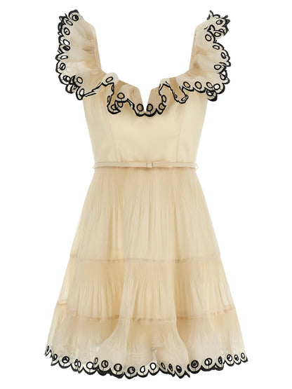 Zimmermann Embroidered Frilled Mini Dress