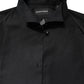 Emporio Armani Black Cotton Long Sleeves Formal Dress Shirt