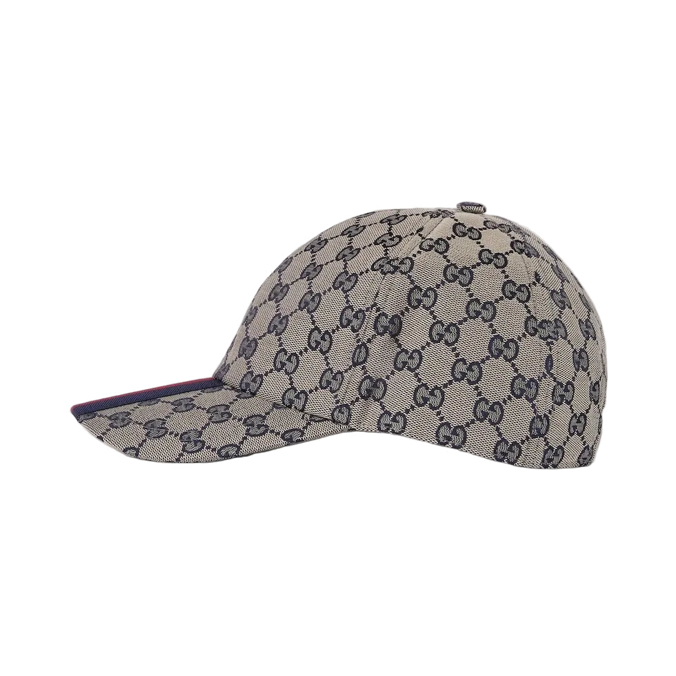 Beige cap with dark pattern on a light gray background