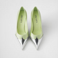 Prada Satin And Metallic Leather Pumps