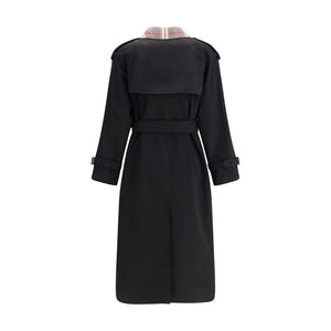 Burberry Castleford long Trench Coat with Check collar