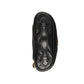 Black leather sandal on a light gray background